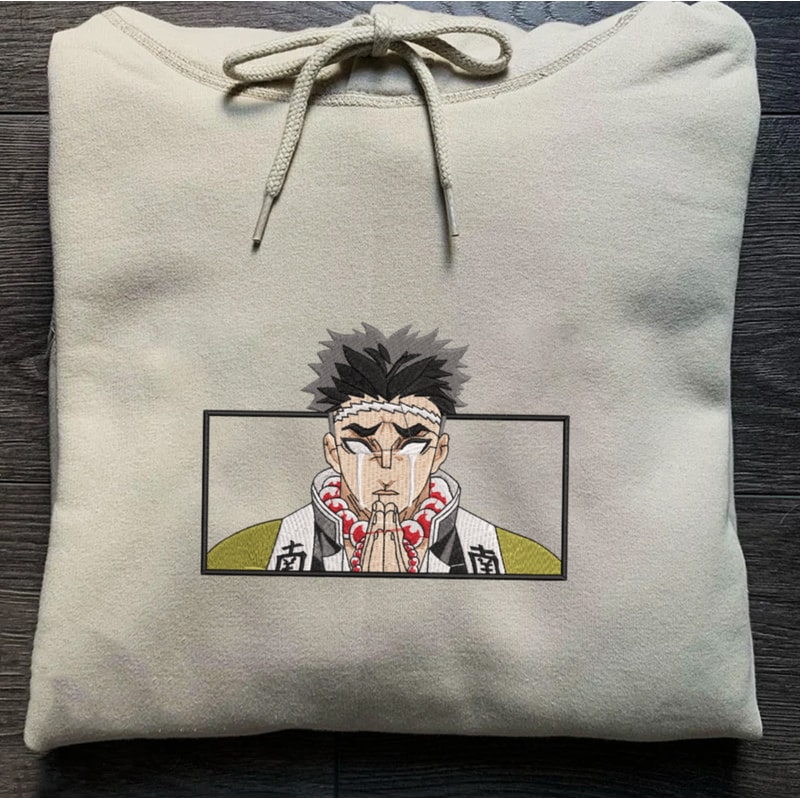Gyomei Embroidered Crewneck, Demon Slayer Embroidered Sweatshirt, Inspired Embroidered Manga Anime Hoodie.jpg