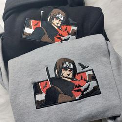 itachi embroidered crewneck, naruto embroidered sweatshirt, inspired embroidered manga anime hoodie 1