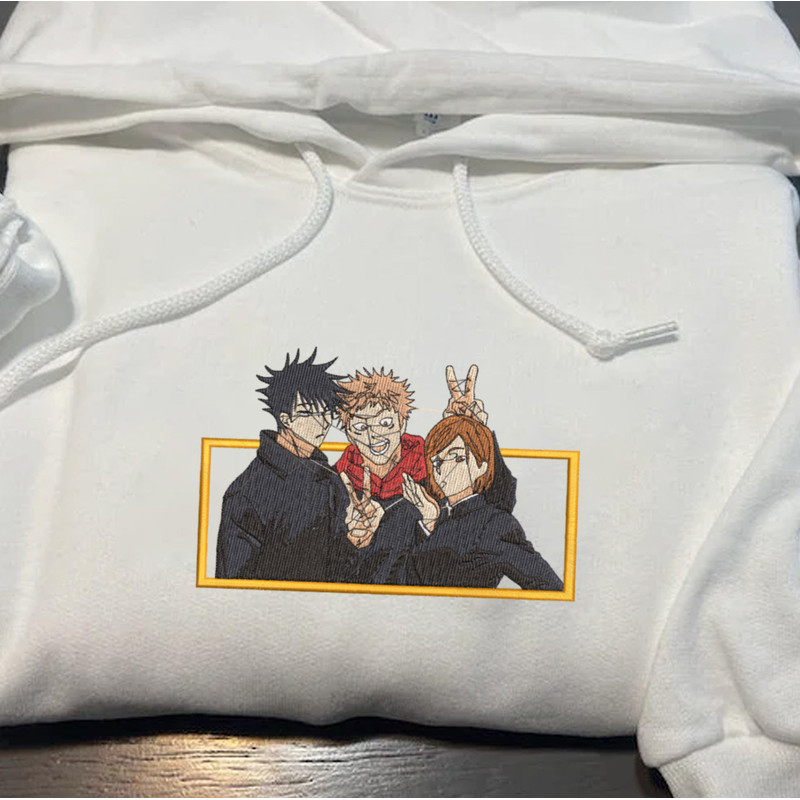 Itadori, Fushiguro And Kugisaki Embroidered Crewneck, Jujutsu Kaisen Embroidered Sweatshirt, Unisex Tshirt.jpg