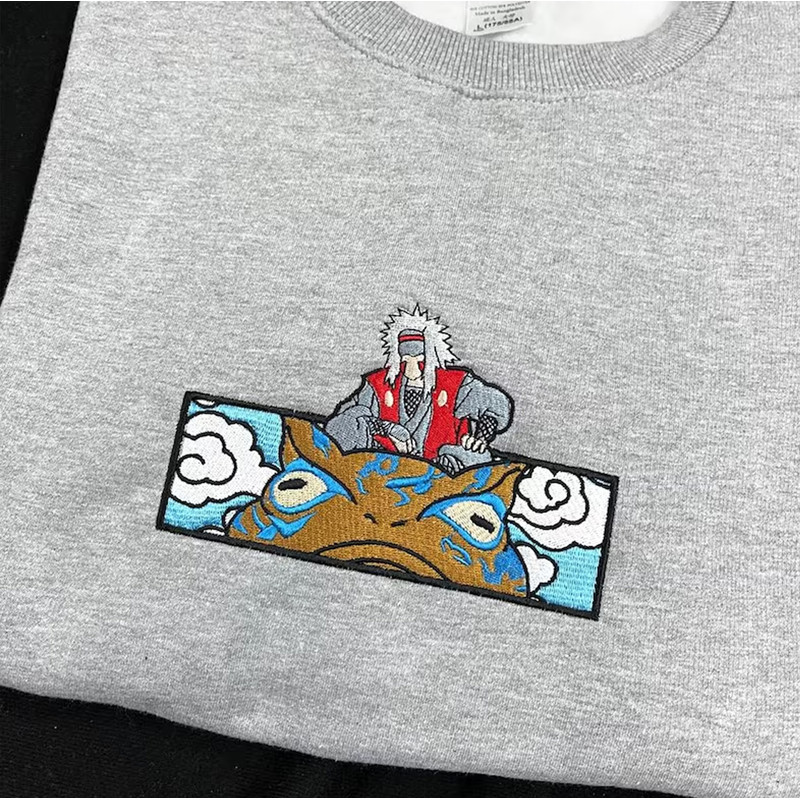 Jiraiya Embroidered Crewneck, Naruto Embroidered Sweatshirt, Inspired Embroidered Manga Anime Hoodie.jpg