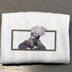 kakashi embroidered crewneck, naruto shippuden embroidered sweatshirt, inspired embroidered manga anime hood 1