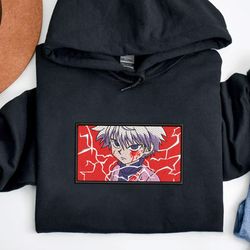 killua zoldyck embroidered crewneck, hunter x hunter embroidered sweatshirt, inspired embroidered manga anime hoodie 2