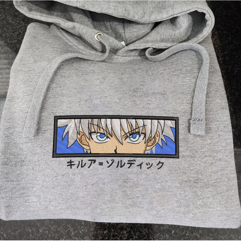 Killua Zoldyck Embroidered Crewneck, Hunter x Hunter Embroidered Sweatshirt, Inspired Embroidered Manga Anime Hoodie.jpg