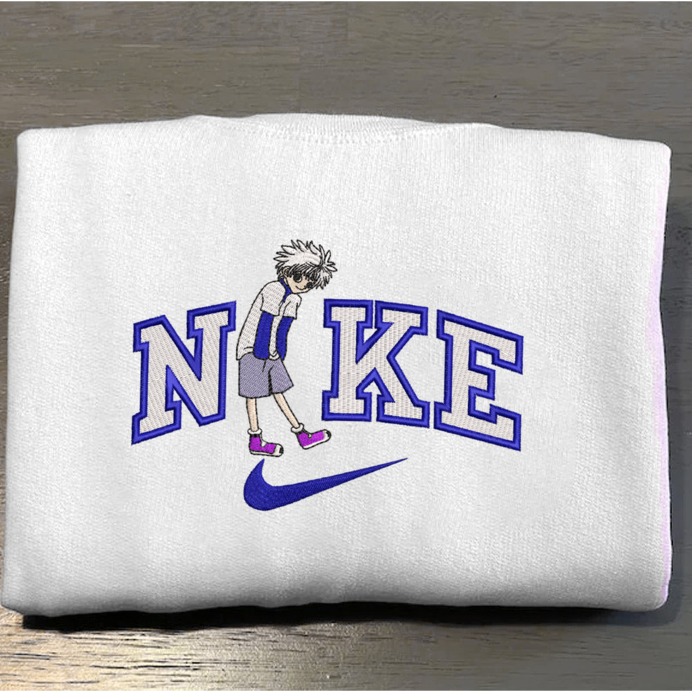 Killua Zoldyck Nike Embroidered Crewneck, Hunter x Hunter Embroidered Sweatshirt,Inspired Embroidered Manga Anime Hoodie 3.jpg