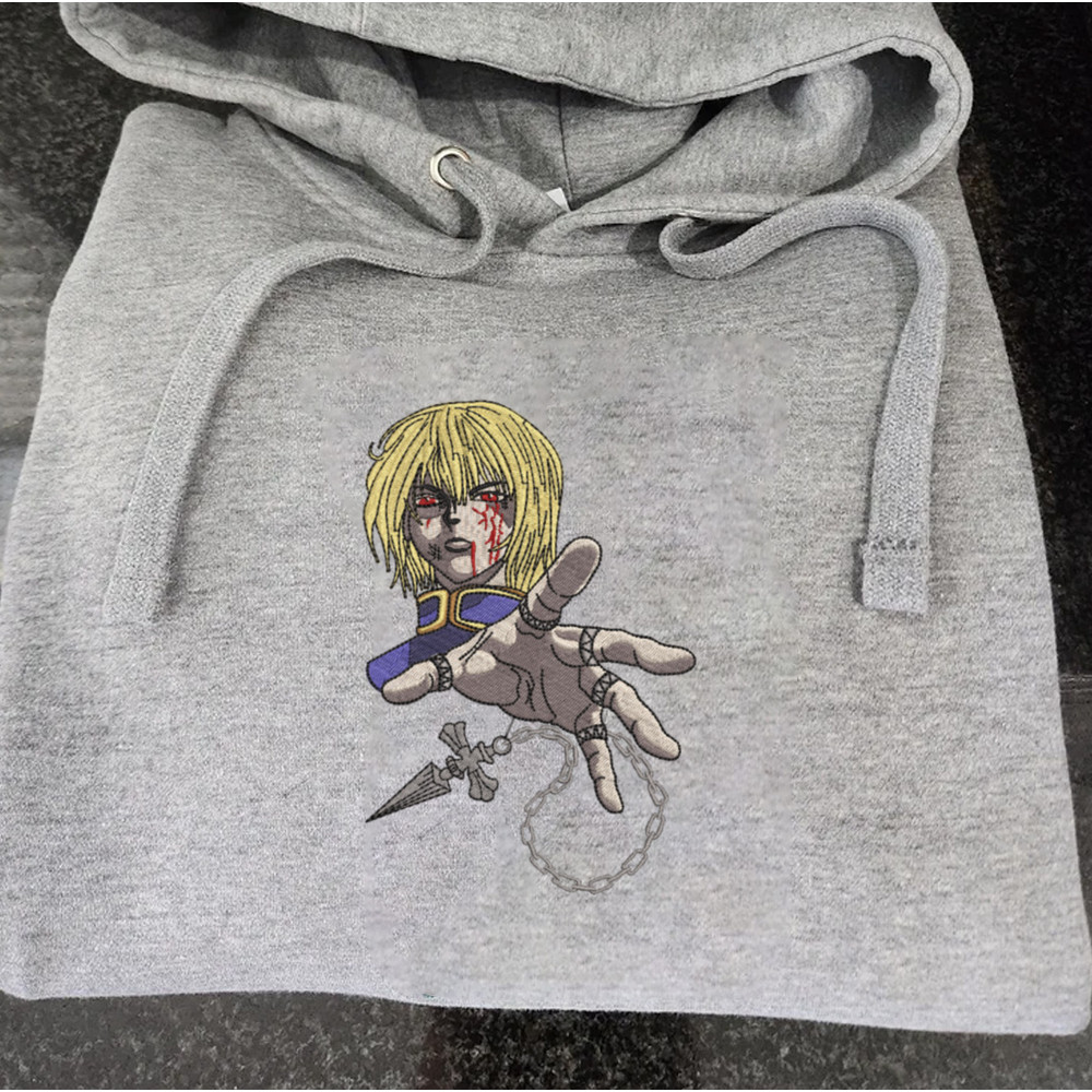 Kurapika Embroidered Crewneck, Hunter x Hunter Embroidered Sweatshirt, Inspired Embroidered Manga Anime Hoodie.jpg