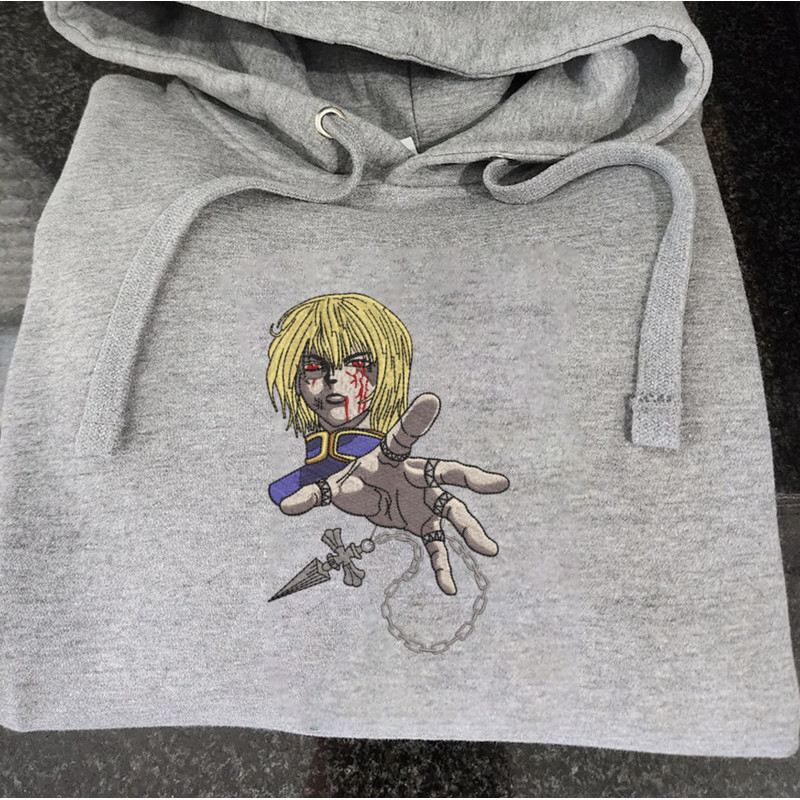 Kurapika Embroidered Crewneck, Hunter x Hunter Embroidered Sweatshirt, Inspired Embroidered Manga Anime Hoodie.jpg