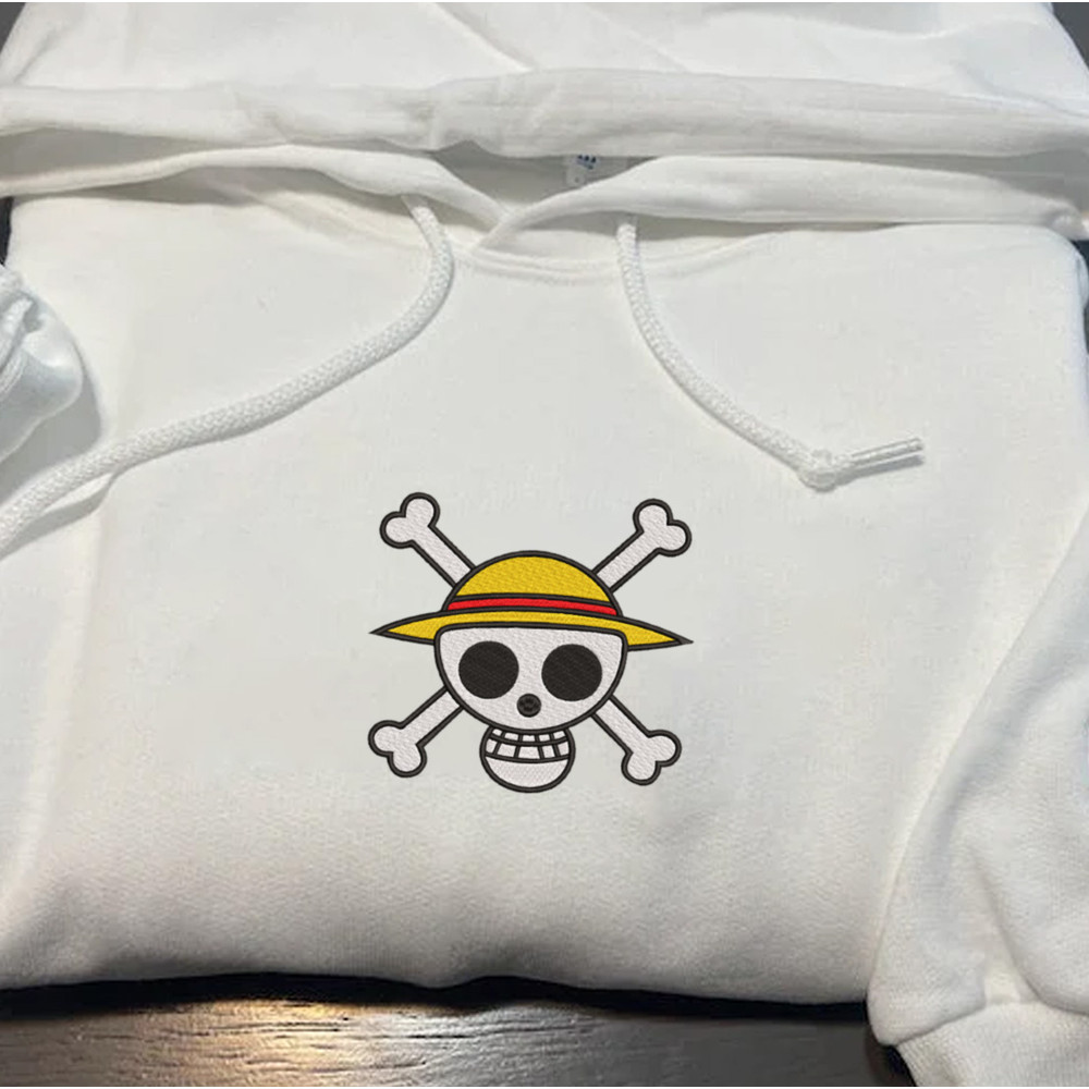 Luffy Embroidered Crewneck, One Piece Embroidered Sweatshirt, Inspired Embroidered Manga Anime Hoodie 2.jpg