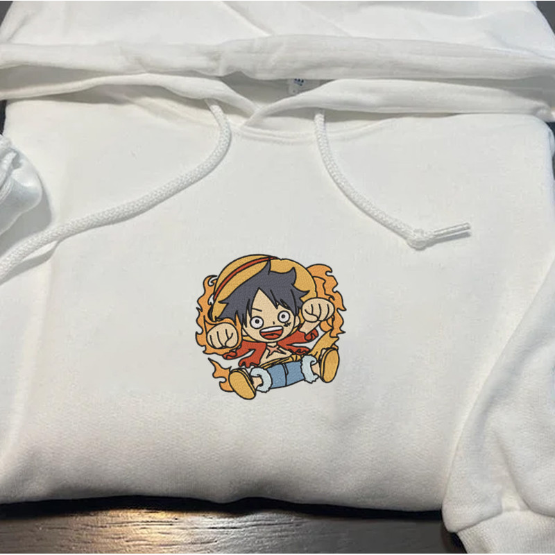 Luffy Embroidered Crewneck, One Piece Embroidered Sweatshirt, Inspired Embroidered Manga Anime Hoodie 3.jpg