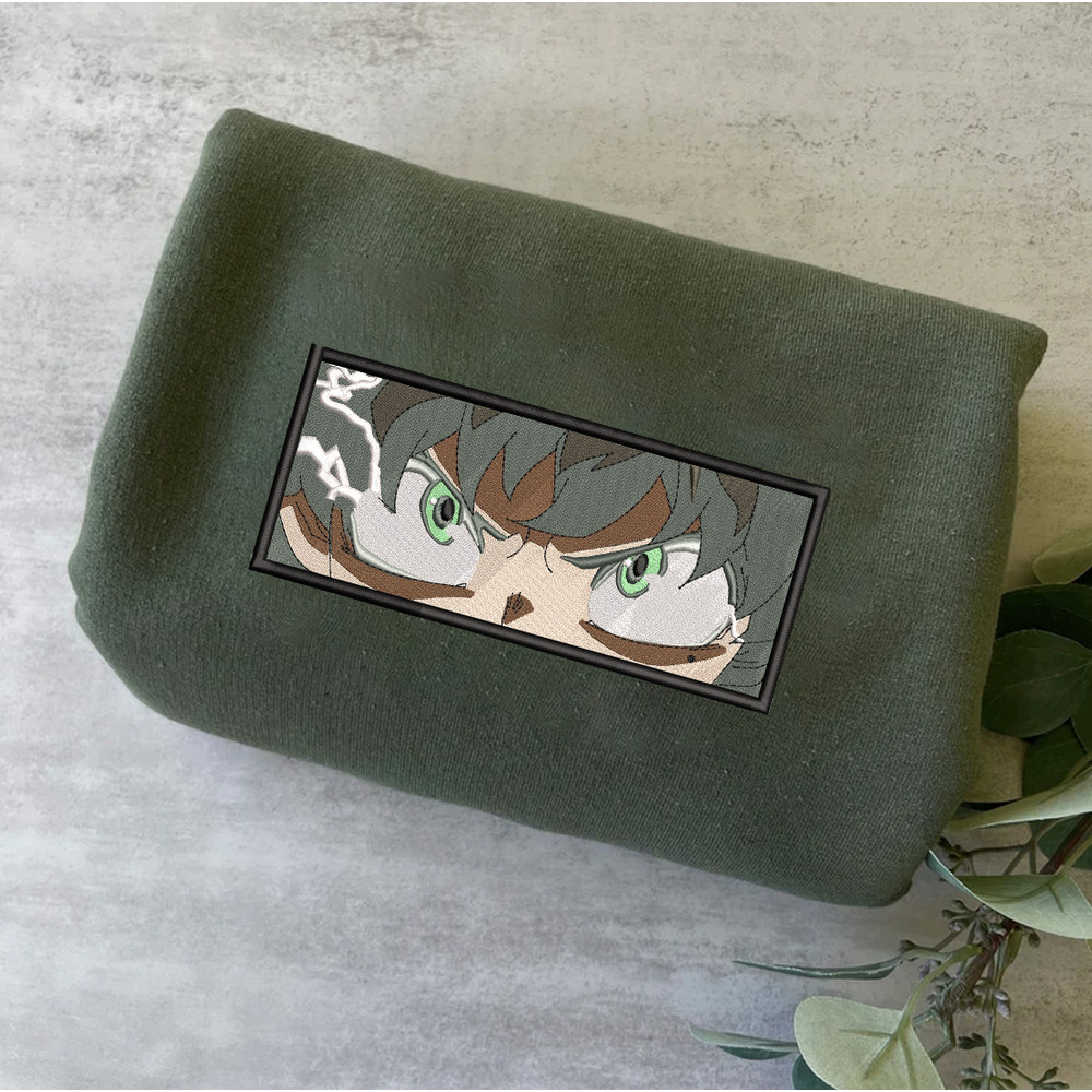 Midoriya Embroidered Crewneck, My Hero Academia Embroidered Sweatshirt, Inspired Embroidered Manga Anime Hoodie.jpg