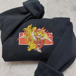 rengoku embroidered crewneck, demon slayer embroidered sweatshirt, inspired embroidered manga anime hoodie 1