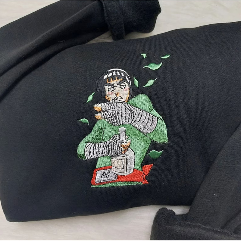 Rock Lee Embroidered Crewneck, Naruto Shippuden Embroidered Sweatshirt, Inspired Embroidered Manga Anime Hood.png