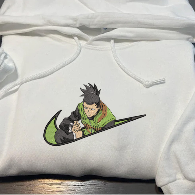 Shikamaru Nike Embroidered Crewneck, Naruto Embroidered Sweatshirt, Inspired Embroidered Manga Anime Hoodie.jpg