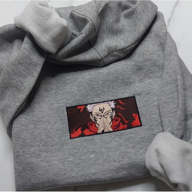 Sukuna Embroidered Crewneck, Jujutsu Kaisen Embroidered Sweatshirt, Inspired Embroidered Manga Anime Hoodie 1.jpg