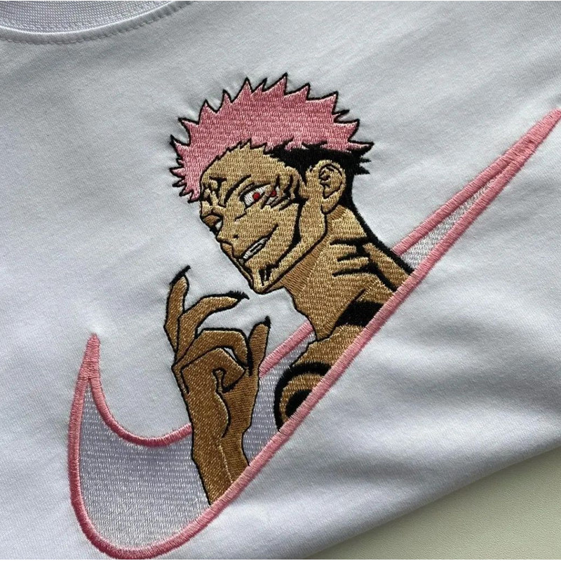 Sukuna Nike Embroidered Crewneck, Jujutsu Kaisen Embroidered Sweatshirt, Inspired Embroidered Manga Anime Hoodie.jpg