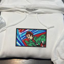 tanjiro embroidered crewneck, demon slayer embroidered sweatshirt, inspired embroidered manga anime hoodie 5