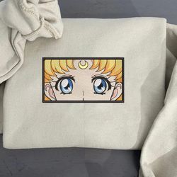 tsukino usagi embroidered crewneck, sailor moon embroidered sweatshirt, inspired embroidered manga anime hoodie 1
