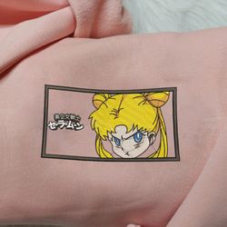 tsukino usagi embroidered crewneck, sailor moon embroidered sweatshirt, inspired embroidered manga anime hoodie