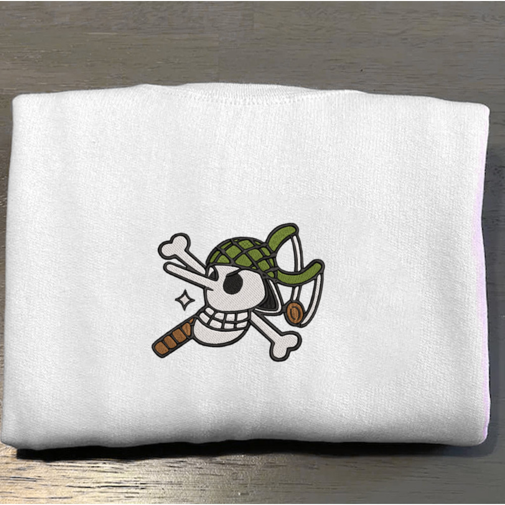 Usopp Embroidered Crewneck, One Piece Embroidered Sweatshirt, Inspired Embroidered Manga Anime Hoodie.jpg