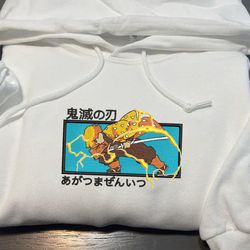 zenitsu embroidered crewneck, demon slayer embroidered sweatshirt, inspired embroidered manga anime hoodie 1