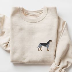 bluetick coonhound sweatshirt, embroidered coonhound crewneck, blue tick coon hound gifts