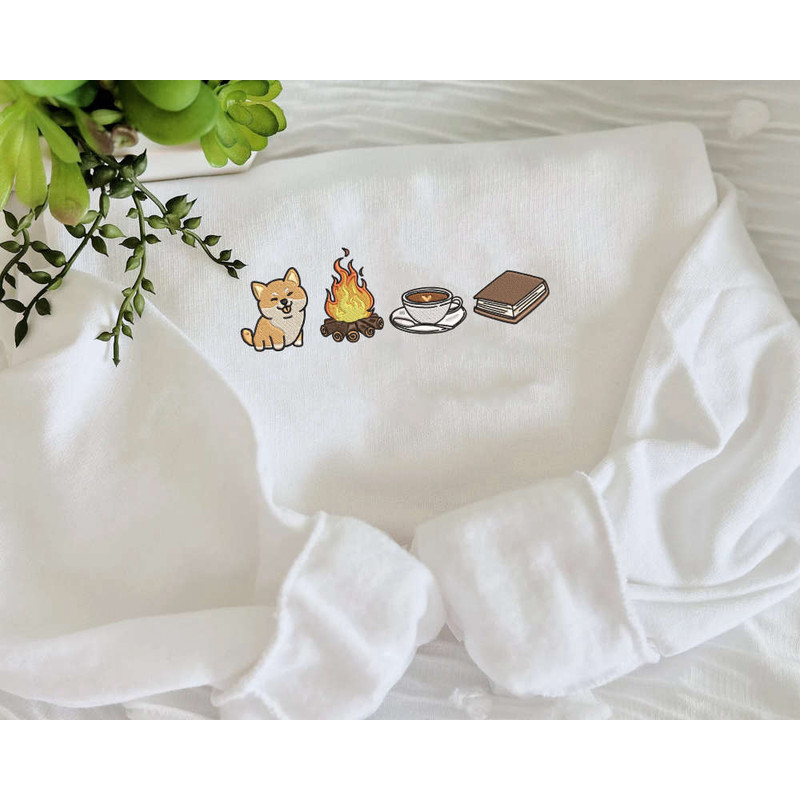 Camping Embroidered Sweatshirt, Campfire Embroidery Sweatshirt For Dog Lover.jpg