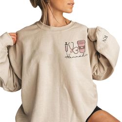 custom embroidered nurse sweatshirts for women, custom nurse sweatshirt, school nurse gift