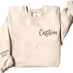 custom embroidered sweatshirt, add your own custom text, design your own, personalized sweatshirt
