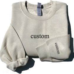 custom embroidered sweatshirts design your own, add your own custom text, customized embroidered sweatshirt