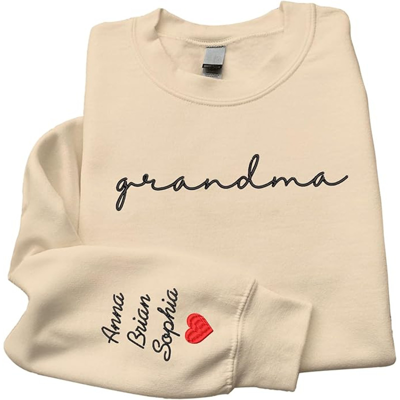 Custom Grandma Embroidered Sweatshirt, Grandma Shirt With Grandkids Names, Grandma Gift For Christmas Mother's Day.jpg