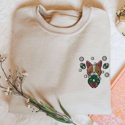 dog christmas sweatshirt embroidered puppy dog sweater xmas vacation for dog lovers
