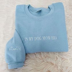 dog mama sweatshirt, hoodie embroidered 2d crewneck sweatshirt gift for family