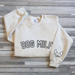 dog milf embroidered sweatshirt, embroidered dog milk gift, dog milk sweatshirt for women