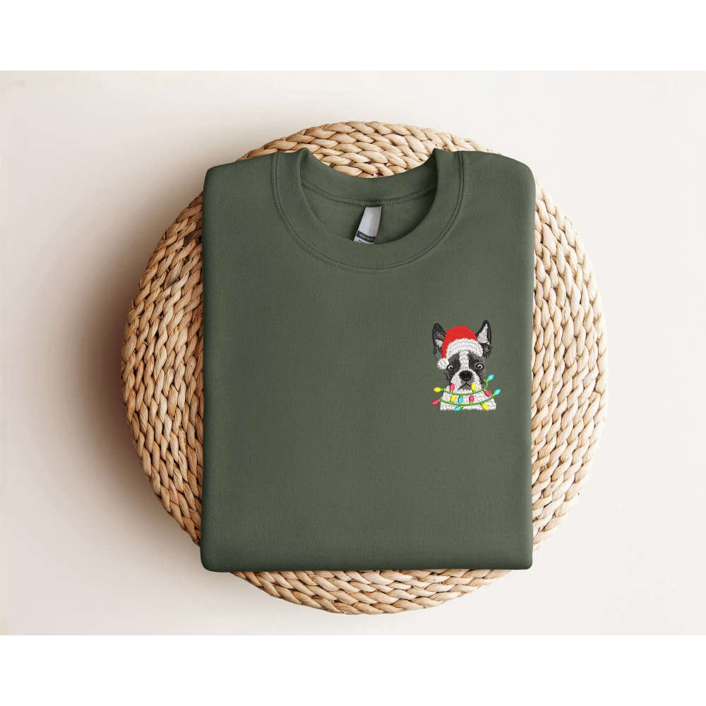 Embroidered Boston Terrier Dog Christmas Sweatshirt, Gift For Christmas.jpg