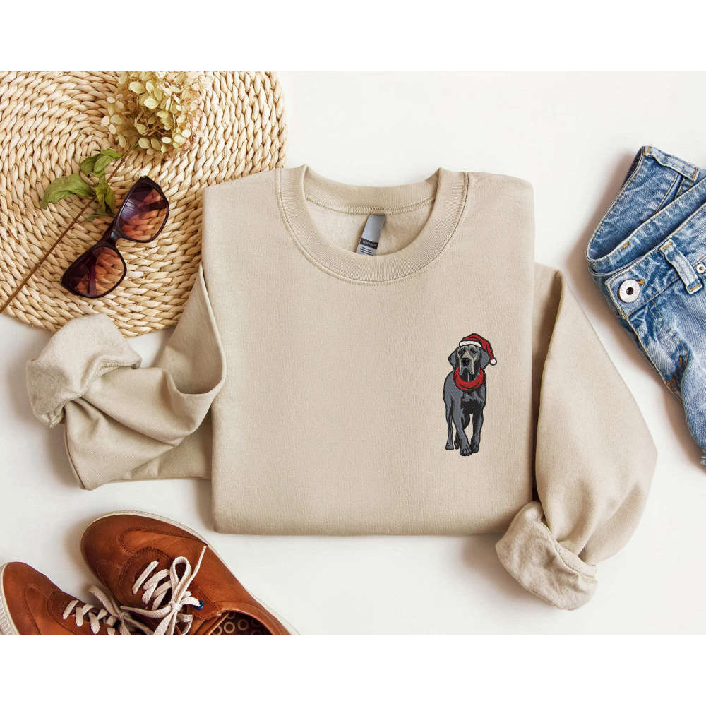 Embroidered Christmas Black Labrador Retriever Sweatshirt, Gift For Dog Lover.jpg