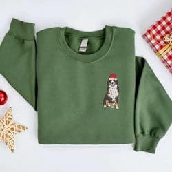 embroidered christmas dog sweatshirt, bernese mountain dog santa christmas sweater for family