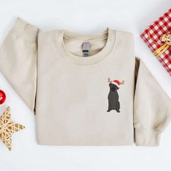embroidered christmas dog sweatshirt, black lab labrador christmas sweater for family