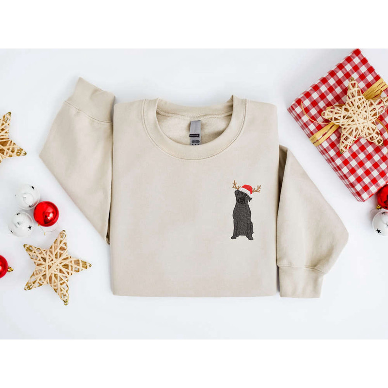 Embroidered Christmas Dog Sweatshirt, Black Lab Labrador Christmas Sweater For Family.jpg