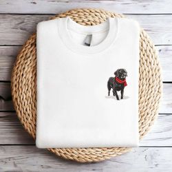 embroidered christmas dog sweatshirt, black labrador retriever dog sweatshirt for family