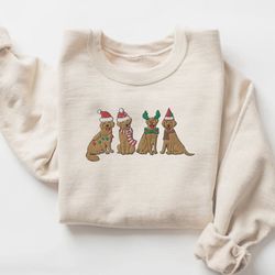 embroidered christmas dog sweatshirt, christmas dog crewneck, for dog lovers