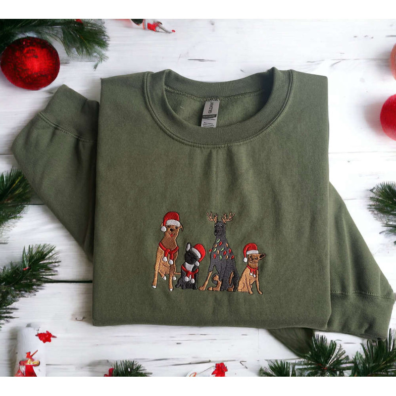 Embroidered Christmas Dog Sweatshirt, Embroidered Dog Sweater Gift For Christmas.jpg