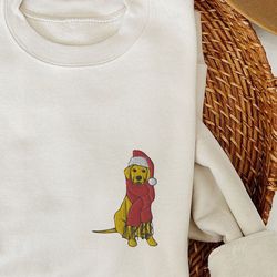 embroidered christmas yellow lab sweatshirt, cute labrador retriever crewneck, festive dog mom shirt