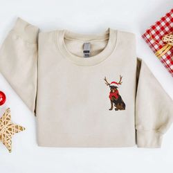 embroidered dog sweatshirt, rottweiler reindeer dog christmas sweater for family