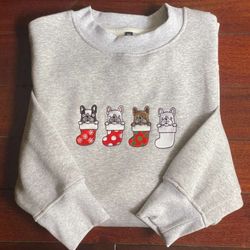 embroidered french bulldog santa christmas sweatshirt, best gift for christmas