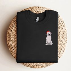 embroidered pitbull santa dog christmas sweatshirt, gift for christmas