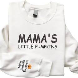 givesmiles custom embroidered mama little pumpkins sweatshirt, embroidered sweatshirt for mom