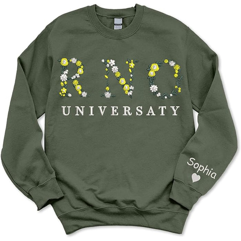 GiveSmiles Personalized Embroidered Sweatshirt With Flower Letter, College University Business, College Gift For Him 1.jpg