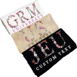 godlover custom embroidered sweatshirt with flower letter, embroidered christmas sweatshirt graduation student gift