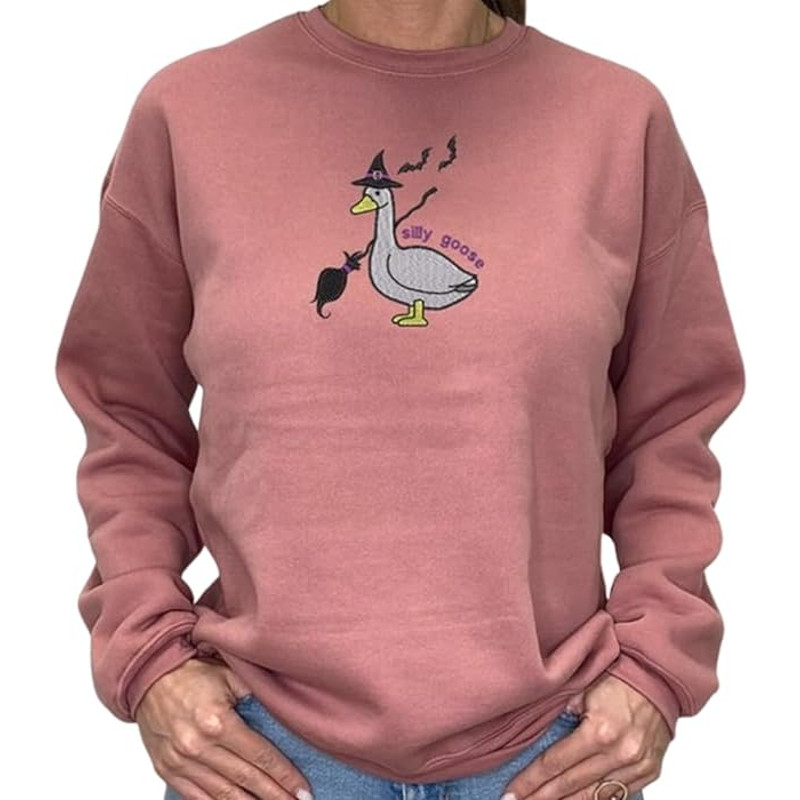 Goose Embroidered Sweatshirt, Meme Shirt, Unisex Sweatshirt, Funny Clothing Gifts, Goose Bumps Shirt.jpg