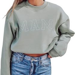 hinge boutique embroidered mama crewneck