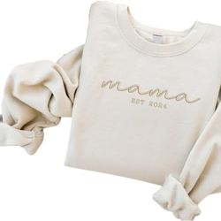 mama embroidered sweatshirt mother's day sweatshirt mama est sweatshirt